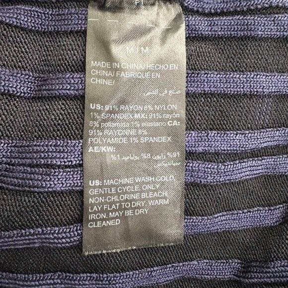 2/$30 White House Black Market Mock Neck Yoked Sweater Indigo Medium #9884 - Picture 9 of 11